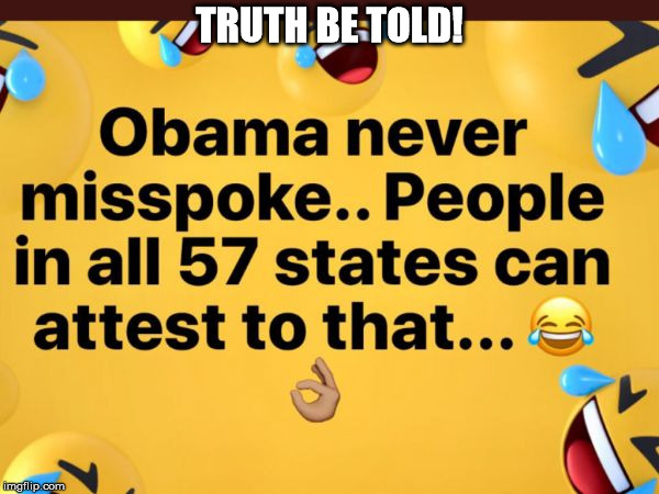 TRUTH BE TOLD! | image tagged in obama | made w/ Imgflip meme maker