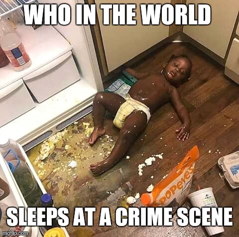 WHO IN THE WORLD; SLEEPS AT A CRIME SCENE | image tagged in crime scene,memes,funny | made w/ Imgflip meme maker