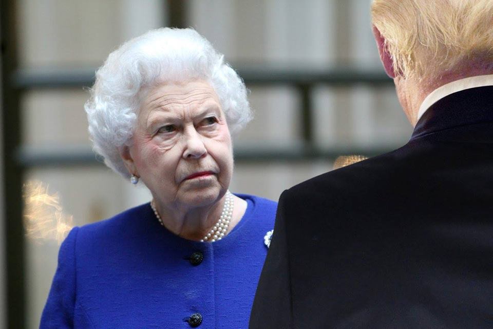 High Quality queen glares at trump Blank Meme Template