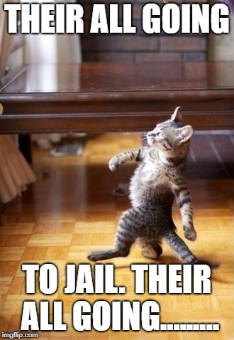 Cool Cat Stroll | THEIR ALL GOING; TO JAIL. THEIR ALL GOING......... | image tagged in memes,cool cat stroll | made w/ Imgflip meme maker