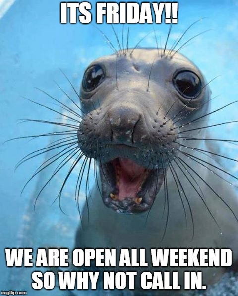 YAY! IT'S FRIDAY!! | ITS FRIDAY!! WE ARE OPEN ALL WEEKEND SO WHY NOT CALL IN. | image tagged in yay it's friday | made w/ Imgflip meme maker