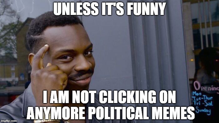 WOW the arguments that go nowhere, name calling, lack of civility; your choice to post, my choice to pass it by.   Peace | UNLESS IT'S FUNNY; I AM NOT CLICKING ON ANYMORE POLITICAL MEMES | image tagged in memes,roll safe think about it,political meme,politics,imgflip users | made w/ Imgflip meme maker