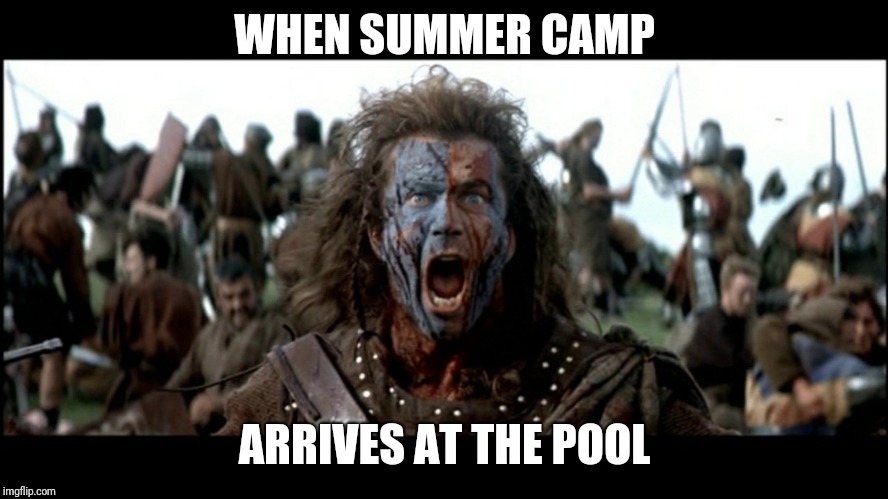 WHEN SUMMER CAMP; ARRIVES AT THE POOL | image tagged in pool | made w/ Imgflip meme maker
