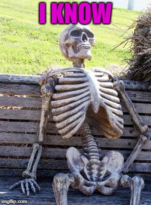 Waiting Skeleton Meme | I KNOW | image tagged in memes,waiting skeleton | made w/ Imgflip meme maker