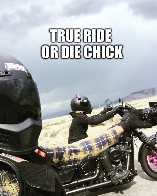 TRUE RIDE OR DIE CHICK | image tagged in ride,harley davidson,couple | made w/ Imgflip meme maker