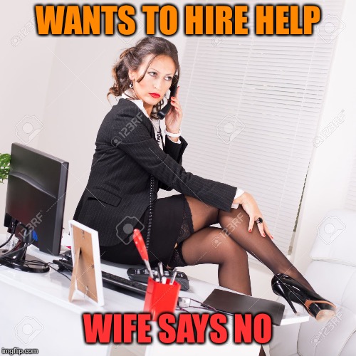 WANTS TO HIRE HELP WIFE SAYS NO | made w/ Imgflip meme maker