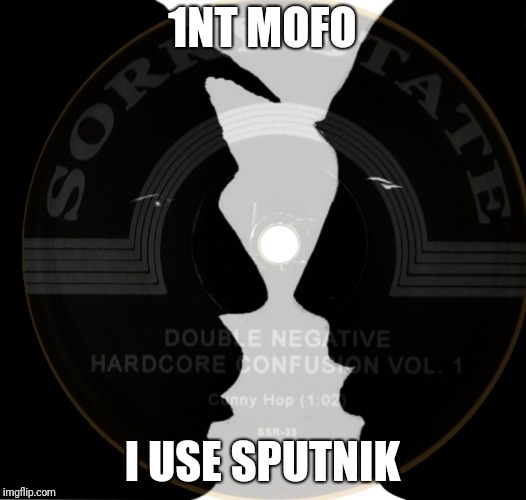 DOUBLE NEGATIVE | 1NT MOFO; I USE SPUTNIK | image tagged in double negative | made w/ Imgflip meme maker