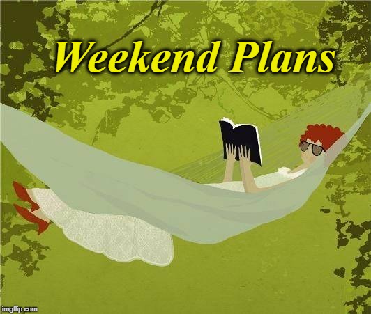 Weekend Plans | image tagged in leisure ime,weekend reading,hammock,trees | made w/ Imgflip meme maker