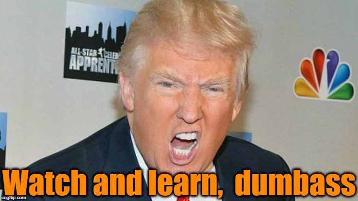 Watch and learn,  dumbass | image tagged in trump mad | made w/ Imgflip meme maker