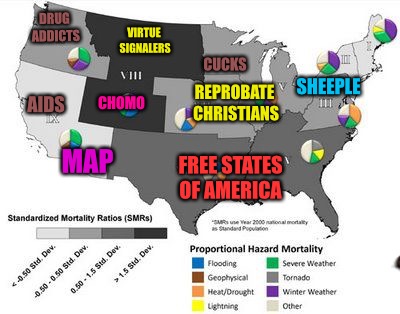 Democrats During Redrawing cir. 2016 | DRUG ADDICTS; VIRTUE SIGNALERS; CHOMO; CUCKS; SHEEPLE; AIDS; REPROBATE CHRISTIANS; FREE STATES OF AMERICA; MAP | image tagged in map,scumbag,child molester,democrats,liberals,aids | made w/ Imgflip meme maker
