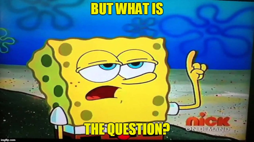 spongebob ill have you know  | BUT WHAT IS THE QUESTION? | image tagged in spongebob ill have you know | made w/ Imgflip meme maker
