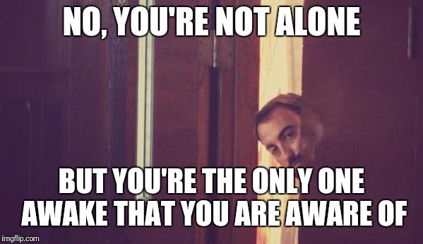 PeekingCiso | NO, YOU'RE NOT ALONE BUT YOU'RE THE ONLY ONE AWAKE THAT YOU ARE AWARE OF | image tagged in peekingciso | made w/ Imgflip meme maker