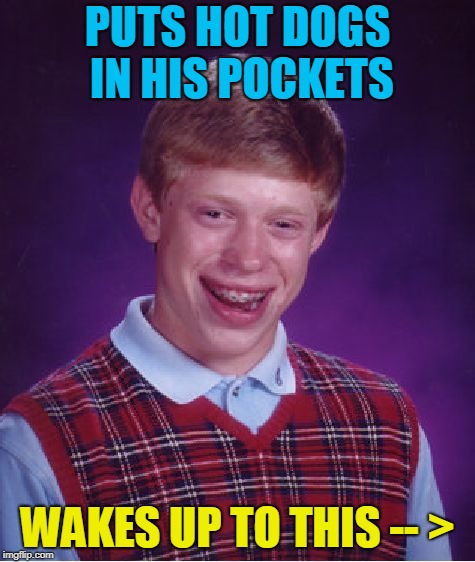 Bad Luck Brian Meme | PUTS HOT DOGS IN HIS POCKETS WAKES UP TO THIS -- > | image tagged in memes,bad luck brian | made w/ Imgflip meme maker