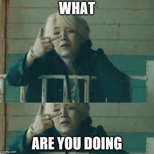 WHAT; ARE YOU DOING | image tagged in bts | made w/ Imgflip meme maker