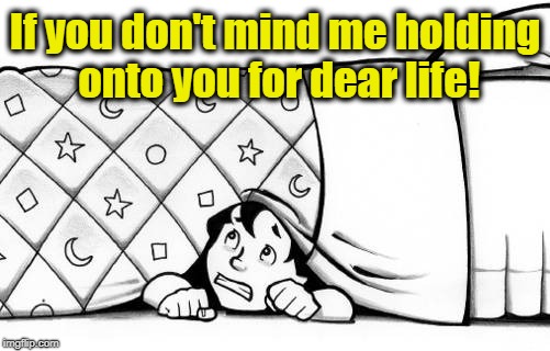 hiding | If you don't mind me holding onto you for dear life! | image tagged in hiding | made w/ Imgflip meme maker