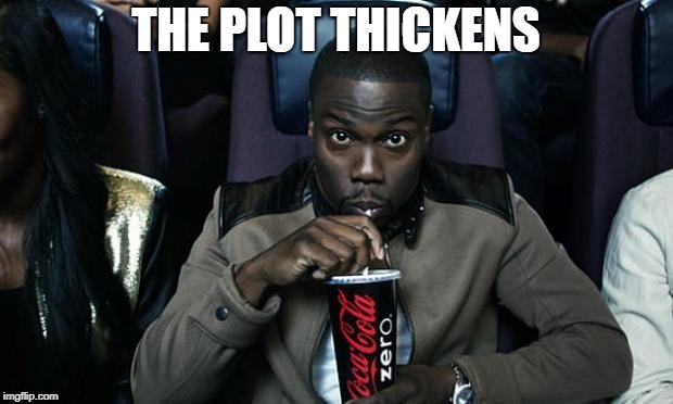 Kevin Hart at the Movies | THE PLOT THICKENS | image tagged in kevin hart at the movies | made w/ Imgflip meme maker
