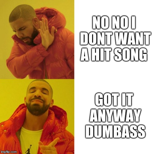 Drake Blank | NO NO I DONT WANT A HIT SONG; GOT IT ANYWAY DUMBASS | image tagged in drake blank | made w/ Imgflip meme maker