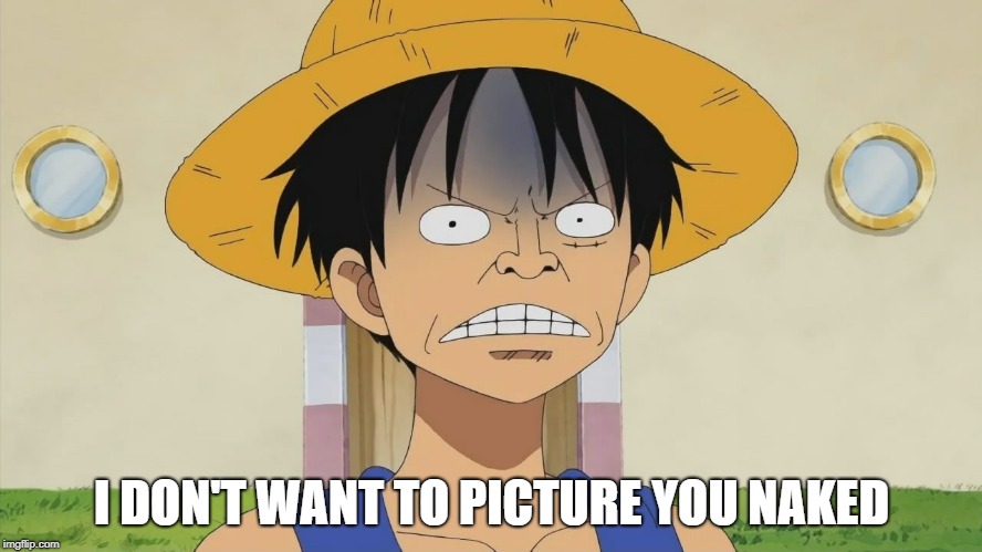 I DON'T WANT TO PICTURE YOU NAKED | image tagged in one piece,naked,nude,insult,face,no | made w/ Imgflip meme maker