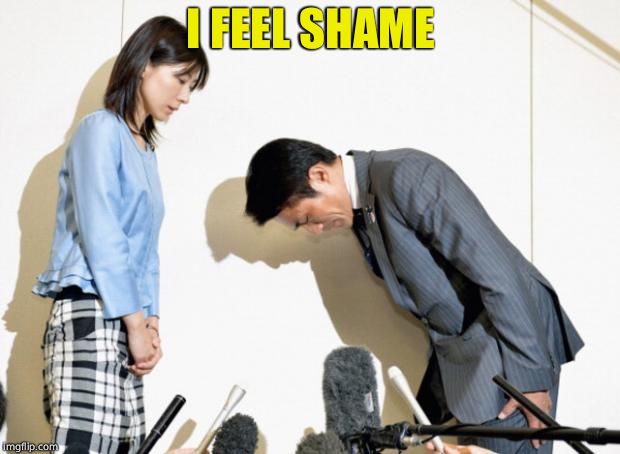 Japanese Apology | I FEEL SHAME | image tagged in japanese apology | made w/ Imgflip meme maker