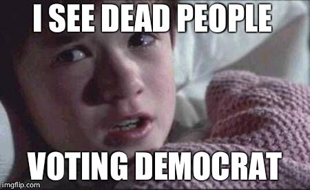 I See Dead People Meme | I SEE DEAD PEOPLE VOTING DEMOCRAT | image tagged in memes,i see dead people | made w/ Imgflip meme maker