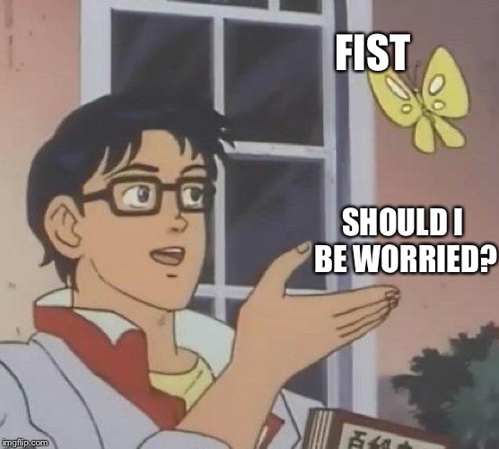 Is This A Pigeon Meme | FIST SHOULD I BE WORRIED? | image tagged in memes,is this a pigeon | made w/ Imgflip meme maker
