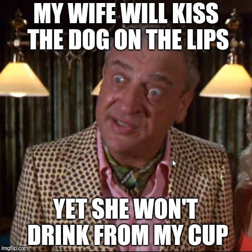 Relationship Difficulties | MY WIFE WILL KISS THE DOG ON THE LIPS; YET SHE WON'T DRINK FROM MY CUP | image tagged in rodney | made w/ Imgflip meme maker