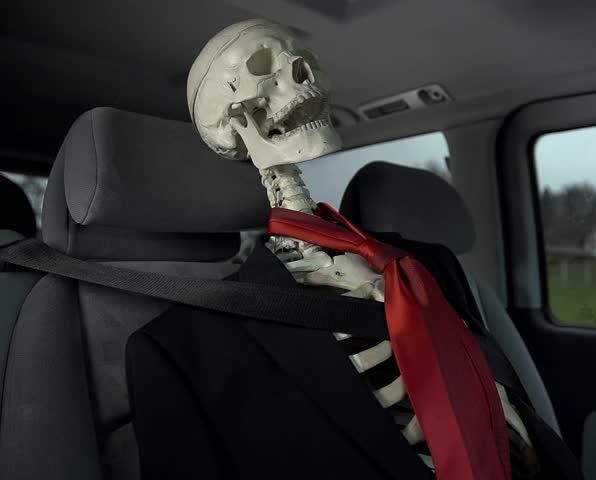 waiting sceleton in car Blank Meme Template