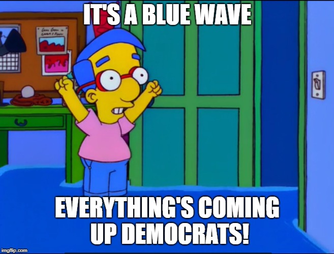 Everything's Coming Up Milhouse | IT'S A BLUE WAVE; EVERYTHING'S COMING UP DEMOCRATS! | image tagged in everything's coming up milhouse,political | made w/ Imgflip meme maker