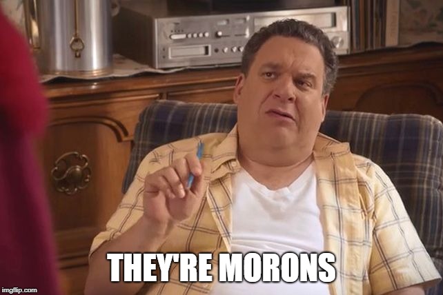 Murray Goldberg | THEY'RE MORONS | image tagged in murray goldberg | made w/ Imgflip meme maker