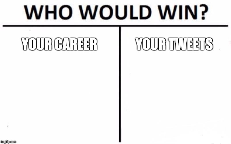 Who Would Win? Meme | YOUR CAREER; YOUR TWEETS | image tagged in memes,who would win | made w/ Imgflip meme maker