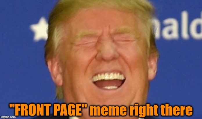 Trump laughing | "FRONT PAGE" meme right there | image tagged in trump laughing | made w/ Imgflip meme maker