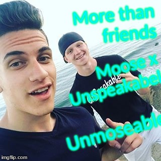Unmooseable | More than friends; Moose x Unspeakabel; Unmoseable | image tagged in unmooseable,moosecraft,youtubers | made w/ Imgflip meme maker