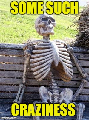 Waiting Skeleton Meme | SOME SUCH CRAZINESS | image tagged in memes,waiting skeleton | made w/ Imgflip meme maker