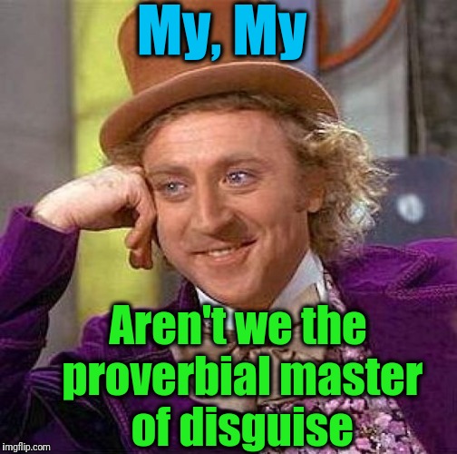 Creepy Condescending Wonka Meme | My, My Aren't we the proverbial master of disguise | image tagged in memes,creepy condescending wonka | made w/ Imgflip meme maker