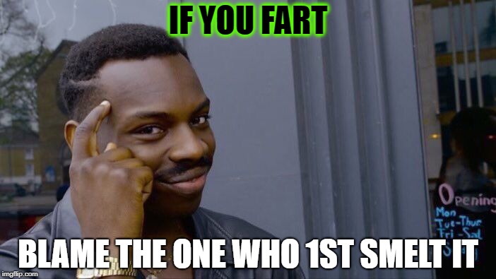 Fart Safe Stink About It
 | IF YOU FART; BLAME THE ONE WHO 1ST SMELT IT | image tagged in memes,roll safe think about it,fart,he who smelt it dealt it | made w/ Imgflip meme maker