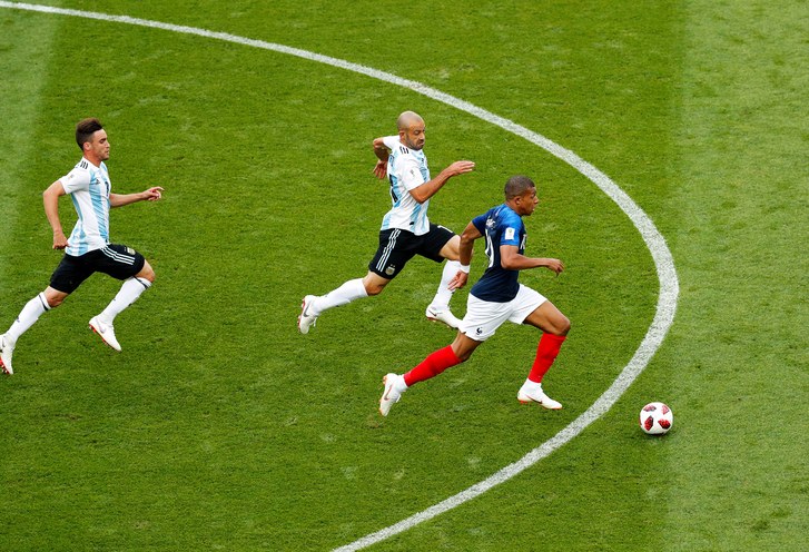 Mbappe running Blank Meme Template