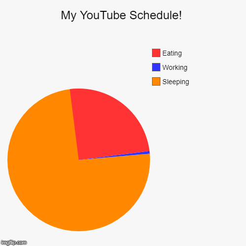 My YouTube Schedule! | Sleeping, Working, Eating | image tagged in funny,pie charts | made w/ Imgflip chart maker