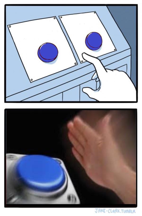 2 Buttons: No Brainer Blank Meme Template