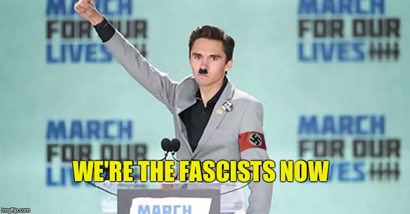 Heil David Hogg | WE'RE THE FASCISTS NOW | image tagged in heil david hogg | made w/ Imgflip meme maker