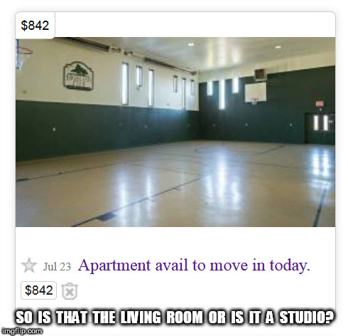 Craigslist Apartment Ad | SO  IS  THAT  THE  LIVING  ROOM  OR  IS  IT  A  STUDIO? | image tagged in craigslist | made w/ Imgflip meme maker