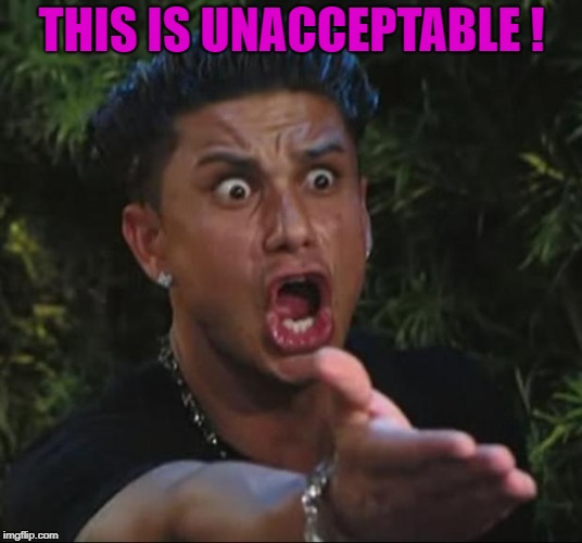 DJ Pauly D Meme | THIS IS UNACCEPTABLE ! | image tagged in memes,dj pauly d | made w/ Imgflip meme maker