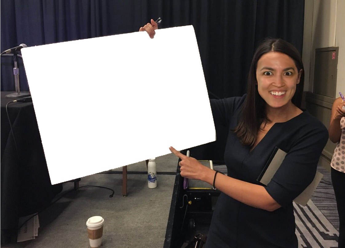 High Quality Ocasio with message board Blank Meme Template