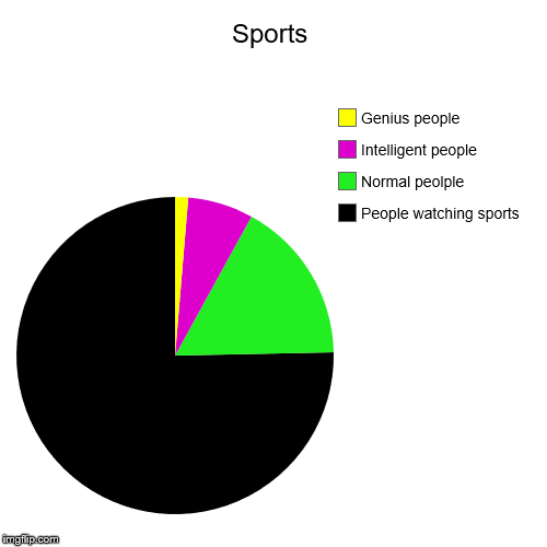 Sports | People watching sports, Normal peolple, Intelligent people, Genius people | image tagged in funny,pie charts | made w/ Imgflip chart maker
