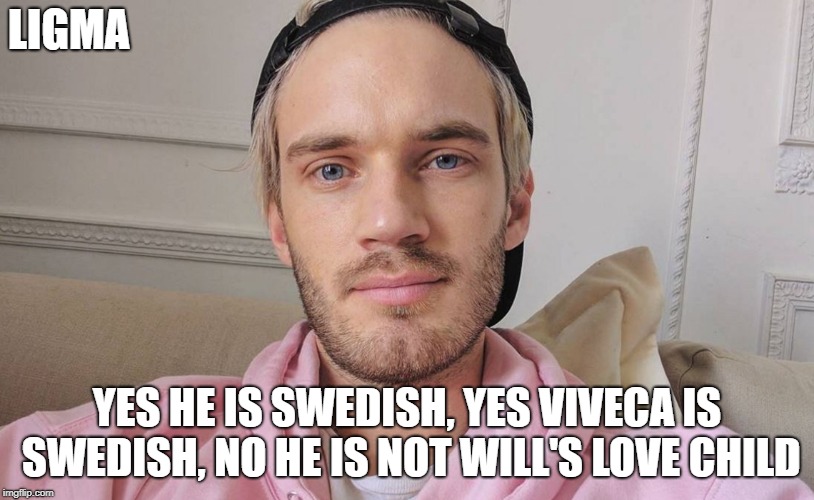 LIGMA; YES HE IS SWEDISH, YES VIVECA IS SWEDISH, NO HE IS NOT WILL'S LOVE CHILD | image tagged in pewdiepie dead sexy god meme review | made w/ Imgflip meme maker