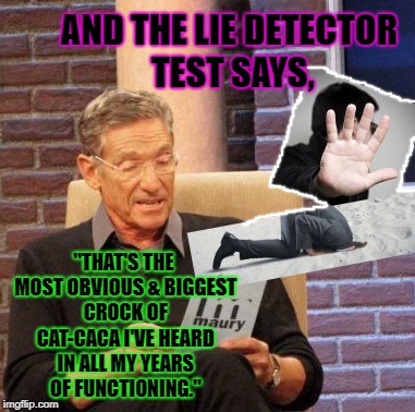 Maury Lie Detector Meme | AND THE LIE DETECTOR TEST SAYS, "THAT'S THE MOST OBVIOUS & BIGGEST CROCK OF CAT-CACA I'VE HEARD IN ALL MY YEARS OF FUNCTIONING." | image tagged in memes,maury lie detector | made w/ Imgflip meme maker