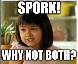 Why not both | SPORK! WHY NOT BOTH? | image tagged in why not both | made w/ Imgflip meme maker