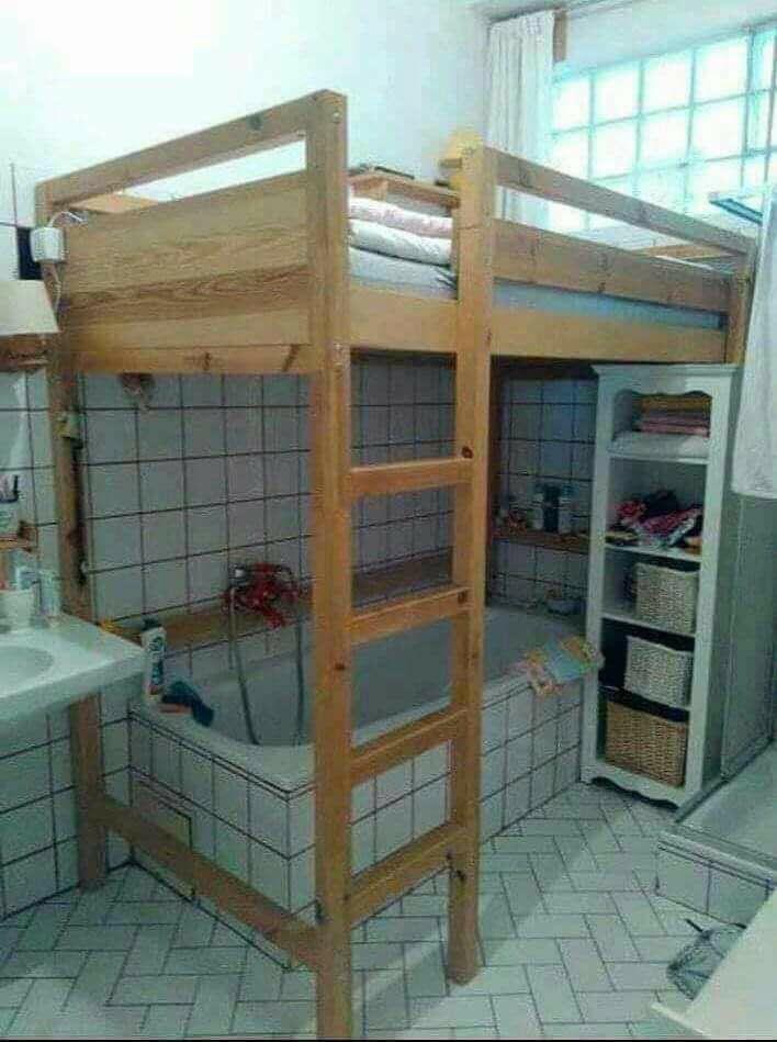 High Quality Bunk bed in bathroom Blank Meme Template