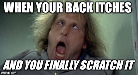 Scary Harry | WHEN YOUR BACK ITCHES; AND YOU FINALLY SCRATCH IT | image tagged in memes,scary harry | made w/ Imgflip meme maker