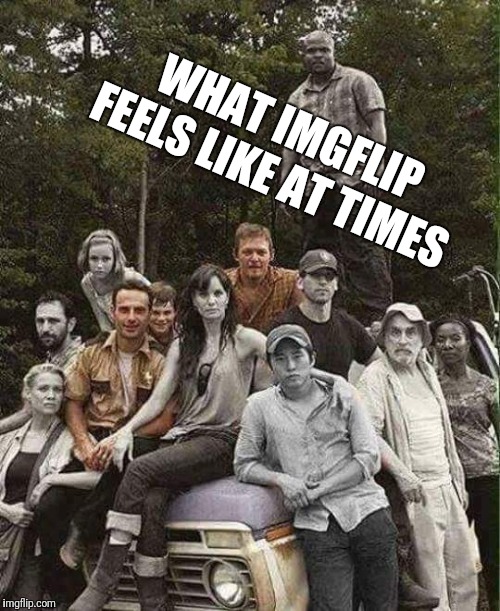 Imgflip Cast | WHAT IMGFLIP FEELS LIKE AT TIMES | image tagged in original walking dead members,imgflip users | made w/ Imgflip meme maker