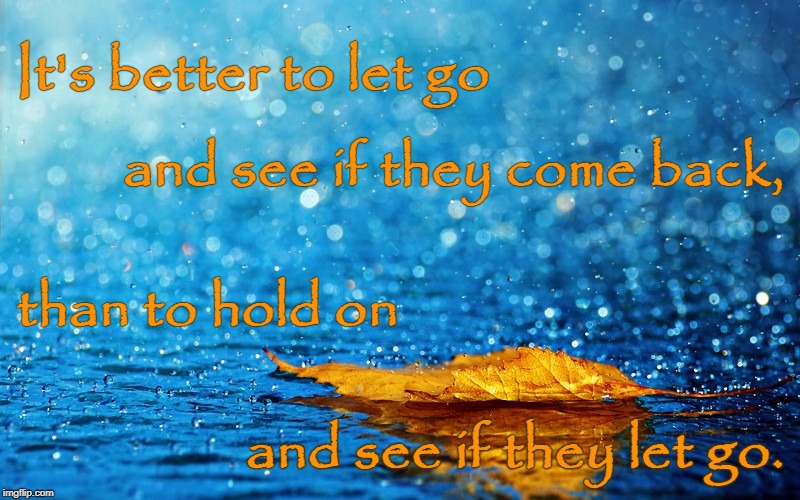Letting Go vs Holding On | It's better to let go; and see if they come back, than to hold on; and see if they let go. | image tagged in to let go,to hold on | made w/ Imgflip meme maker
